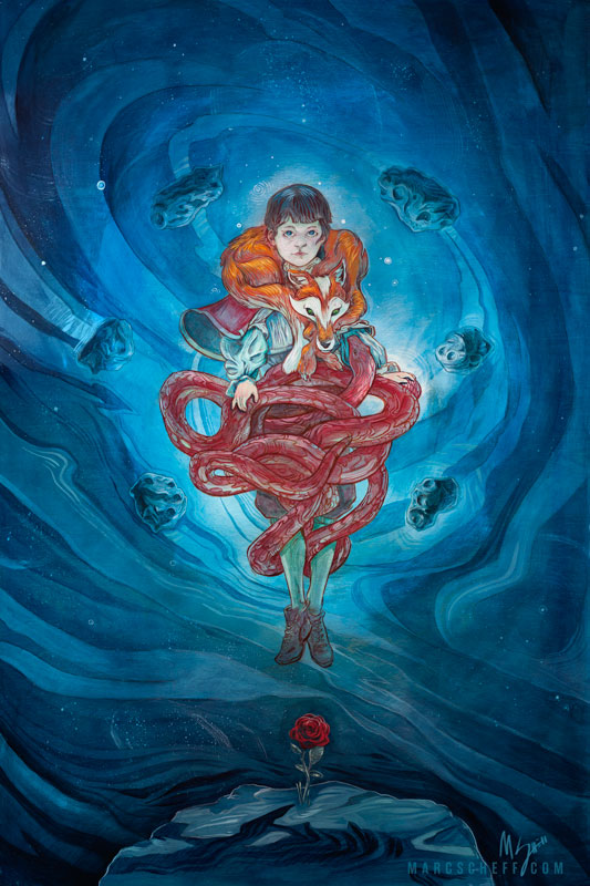 painting of The Little Prince by Marc Scheff