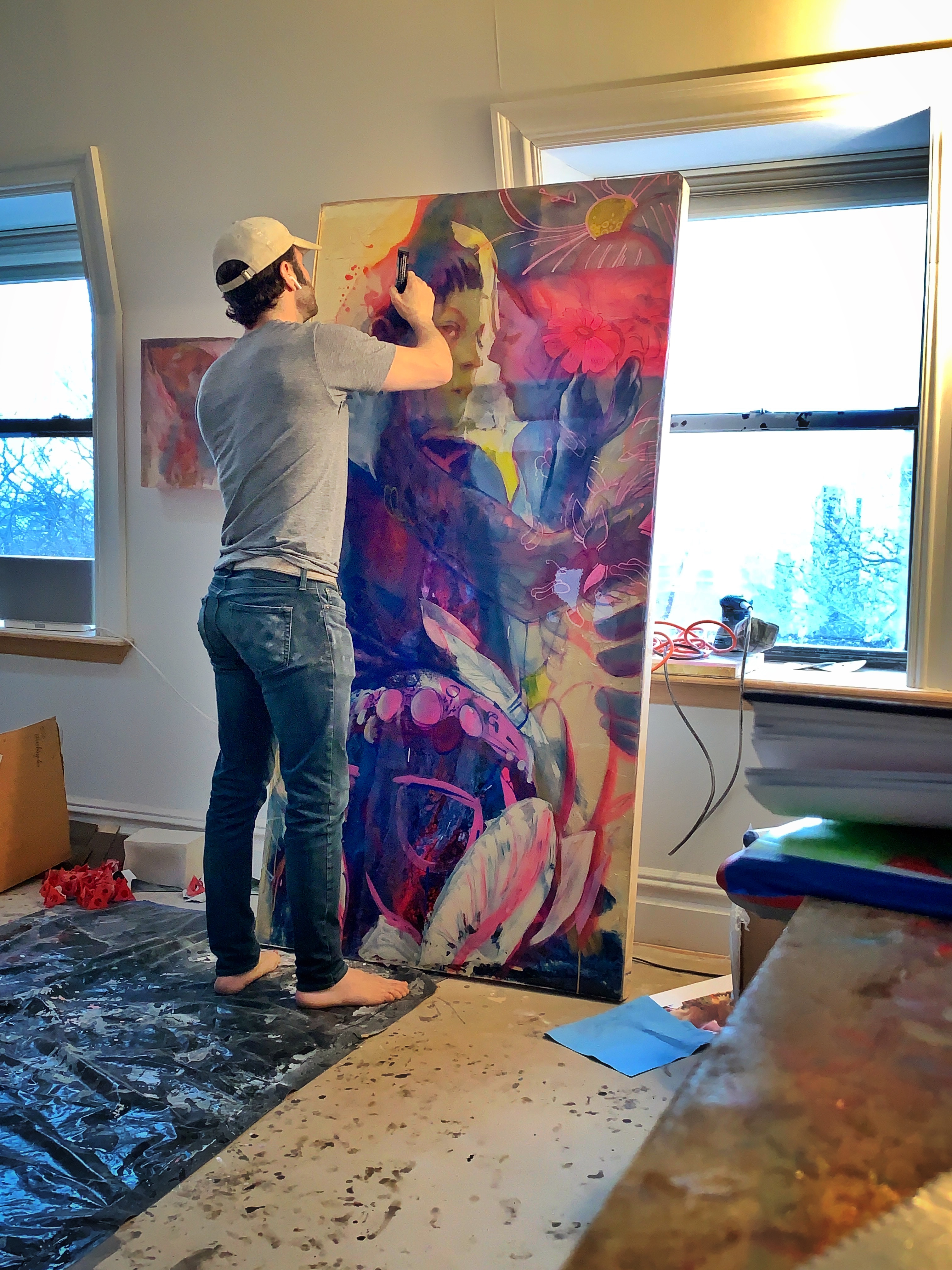 Marc Scheff at work in his studio in Brooklyn