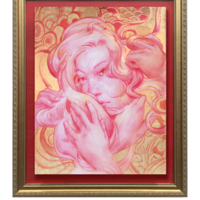 "Sky" 11x14 (available through Haven Gallery info@havenartgallery.com) a painting in red, resin, and gold by Marc Scheff